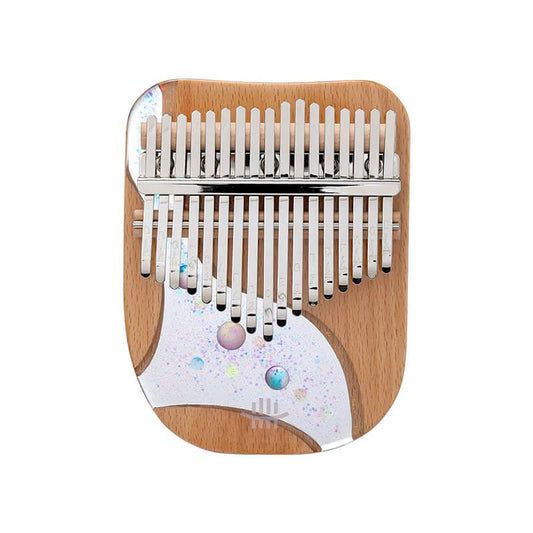 Piano de pulgar Kalimba de tablero plano de 17/21 teclas de madera de haya y resina epoxi HLURU Galaxy, instrumento Kalimba con biselado de arco de tablero único en C mayor