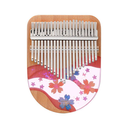 HLURU 17/21 Key Flat Board Kalimba Thumb Piano, Colorful Sakura Beech + Epoxy Resin C Tone Kalimba Instrument