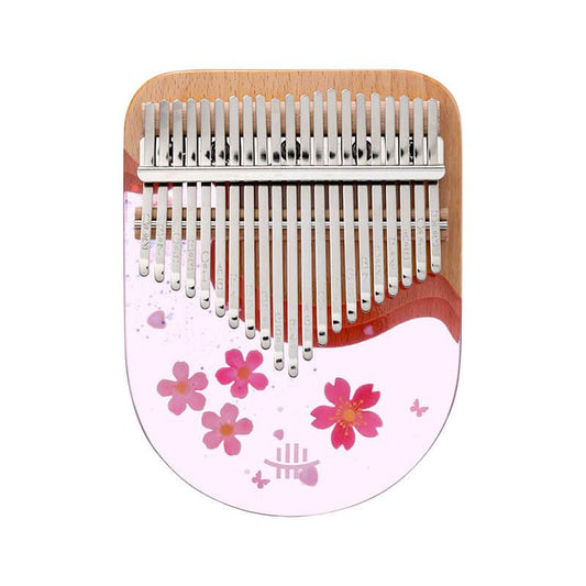 HLURU 17/21 Key Flat Board Kalimba Thumb Piano, Colorful Sakura Beech + Epoxy Resin Single Board Arc Chamfering C Tone Kalimba Instrument