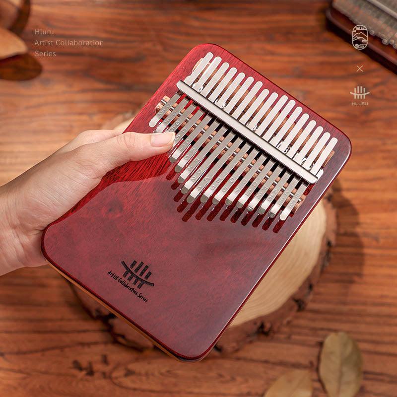 HLURU 17/21 Key Flat Kalimba Thumb Piano, Artist Collaboration Series American Perilla Wood C Major Kalimba Instrument