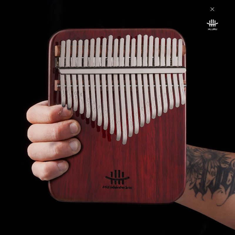 HLURU 17/21 Key Flat Kalimba Thumb Piano, Artist Collaboration Series American Perilla Wood C Major Kalimba Instrument