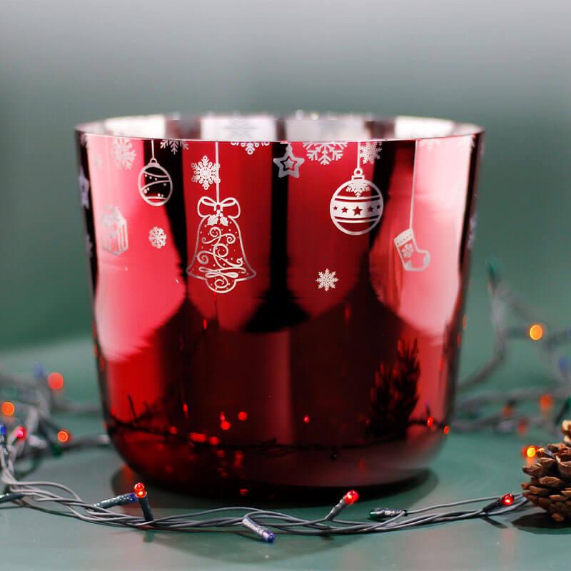 MiSoundofNature Christmas Red Crystal Bowl Quartz 7 Chakra Singing Bowls For Meditation Healing Cleansing