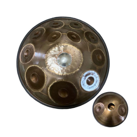 MiSoundofNature Customized Ember Steel Handpan Kurd Scale D Minor 22 Inch 14(12+2) Notes,432 Hz and 440 Hz