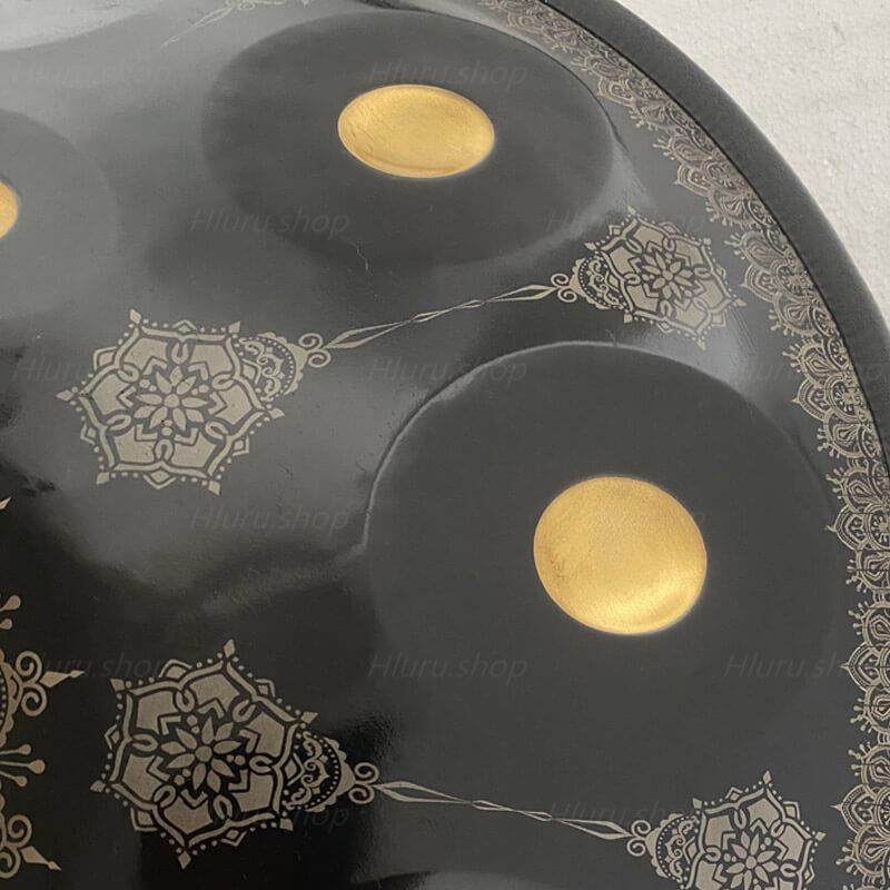 MiSoundofNature Individuelle F3 Dorian Scale Handgefertigte 22 Zoll 9+2 Töne Edelstahl/Nitridstahl Mandala-Muster Handpan-Trommel, Verfügbar in 432 Hz und 440 Hz 