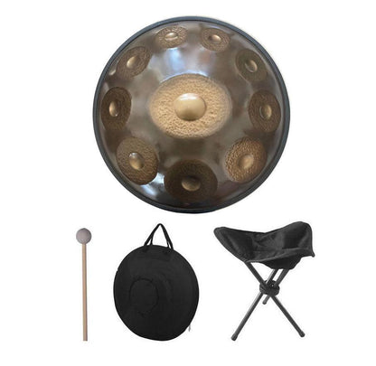 MiSoundofNature Sun God Handmade Hammering Customized F3 Dorian Scale 22 Inch 9/(9+2) Tones Nitride Steel Handpan Drum,Available in 432 Hz and 440 Hz