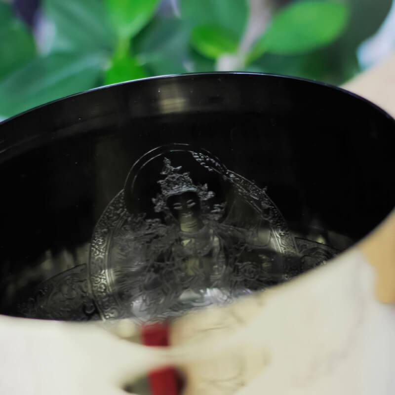 MiSoundofNature Gold 4" - 12" Crystal Singing Bowl with Buddha, Quartz Sound Bowls, Crystal Healing Bowls