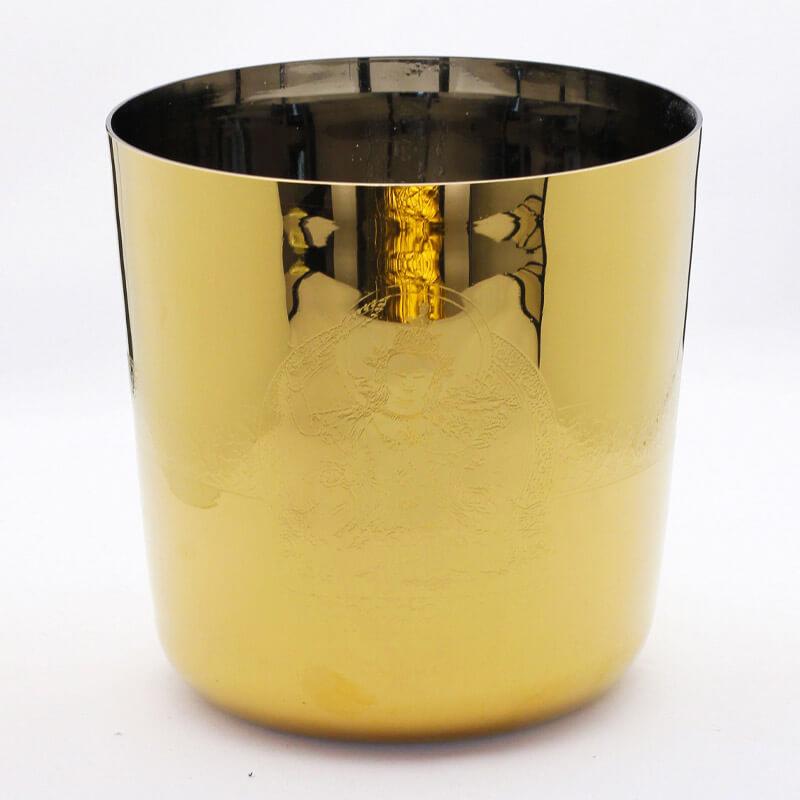 MiSoundofNature Gold 4" - 12" Crystal Singing Bowl with Buddha, Quartz Sound Bowls, Crystal Healing Bowls