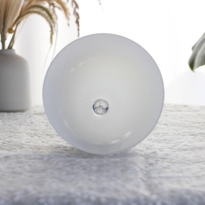 Pearl Color Crystal Bowl With Handle, Energy Therapy Chakra Quartz Crystal Singing Bowl Handle