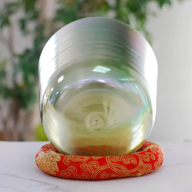 MiSoundofNature Yellow Green Colors Clear Crystal Singing Bowls 7 Chakra Sound Therapy Bowls