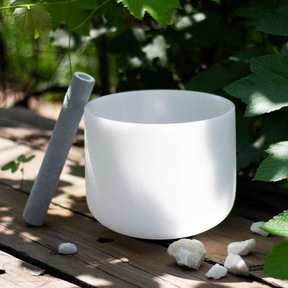 MiSoundofNature White Frosted Crystal Singing Bowl 7"~14" For Chakra Healing Meditation Yago