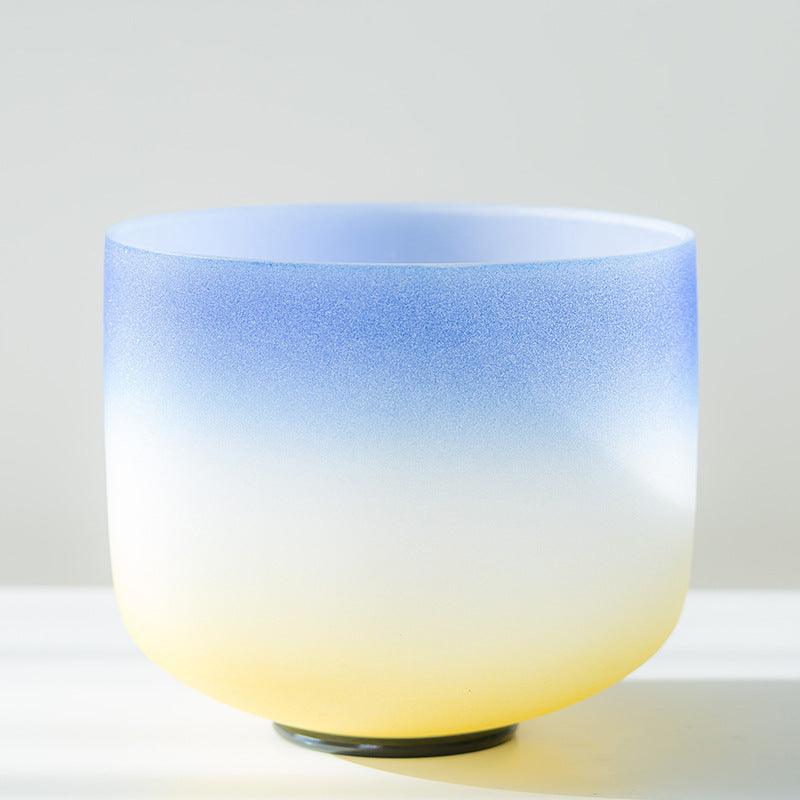 Blue-Yellow Frosted Crystal Singing Bowl 8-12-inch Quartz Chakra Sound Healing Bowl - HLURU.SHOP