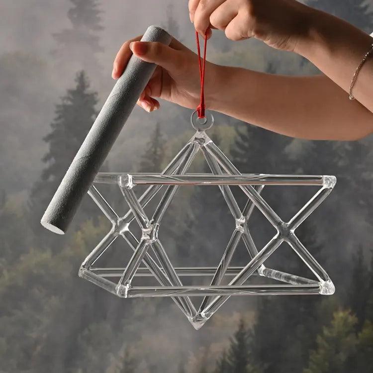 Clear Merkaba Crystal Pyramid Sound Healing Quartz Merkaba Chakra Singing Bowls - HLURU.SHOP