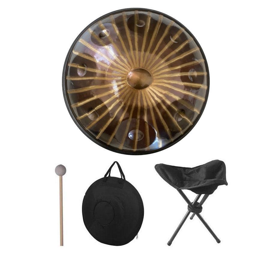 MiSoundofNature Maßgeschneiderte Sun God F3 22'' 14(12+2) Töne Hochwertige 1,2 mm Edelstahl-Handpan-Trommel, erhältlich in 432 Hz und 440 Hz - Starke Abschreck-Wärmebehandlung 