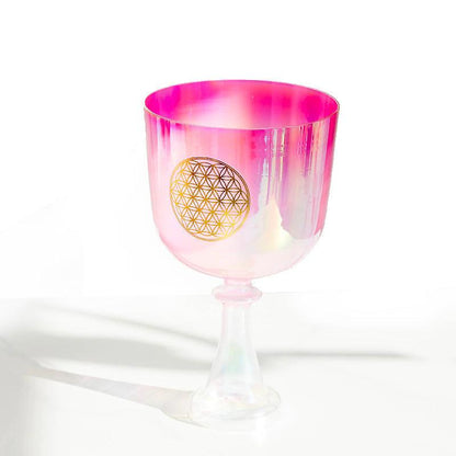 Flower of Life 6-8 inches Crystal Chalice Singing Bowl Clear Quartz Bowl For Sound Healing Meditation - HLURU.SHOP