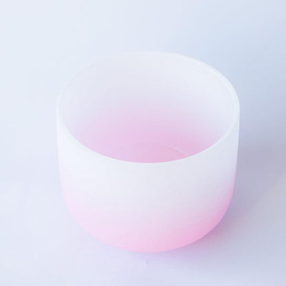 Gradient Pink Crystal Singing Bowl Frosted Quartz Sound Bowl 440/432Hz Chakra Bowl - HLURU.SHOP