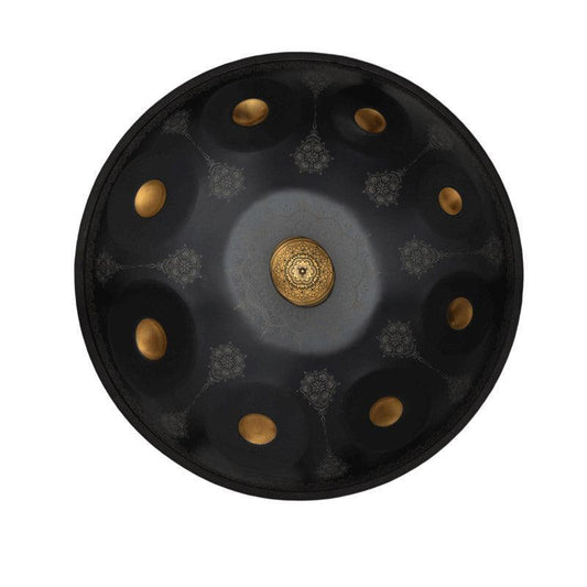 MiSoundofNature Individuelle F3 Dorian Scale Handgefertigte 22 Zoll 9-Noten Edelstahl/Nitrid-Stahl Mandala-Muster Handpan-Trommel, erhältlich in 432 Hz und 440 Hz 