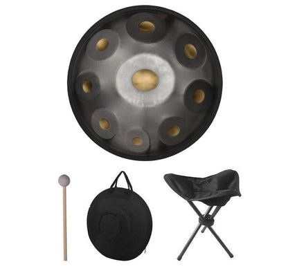 MiSoundofNature Customized King F3 Standardversion 22 Zoll 14(12+2) Töne Edelstahl/Nitridstahl Handpan-Trommel, erhältlich in 432 Hz und 440 Hz - vergoldeter Klangbereich 