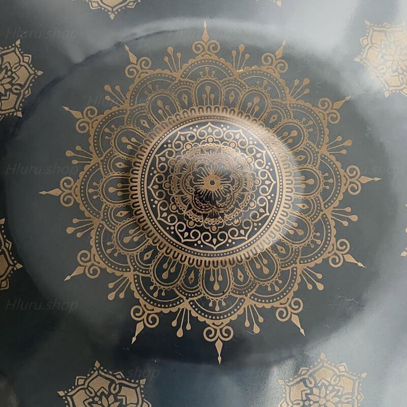 MiSoundofNature Mandala-Muster, handgefertigte Handpan-Trommel aus Edelstahl/Nitridstahl, D-Dur, 22 Zoll, 9 Töne, erhältlich in 432 Hz und 440 Hz 