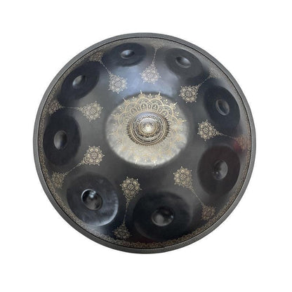 MiSoundofNature Mandala-Muster, handgefertigte Handpan-Trommel aus Edelstahl/Nitridstahl, D-Dur, 22 Zoll, 9 Töne, erhältlich in 432 Hz und 440 Hz 