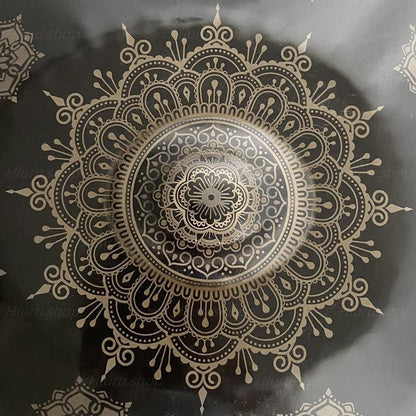 MiSoundofNature Mandala Pattern Handmade Customized Featured F3 Nitride Steel Handpan Drum 22 Inch 9/10/11/12 Notes, Available in 432 Hz and 440 Hz