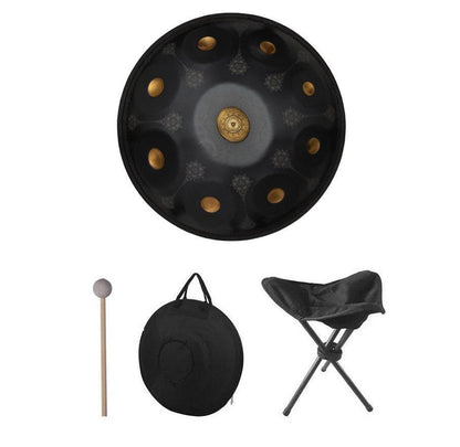 MiSoundofNature Individuelle F3 Dorian Scale Handgefertigte 22 Zoll 9-Noten Edelstahl/Nitrid-Stahl Mandala-Muster Handpan-Trommel, erhältlich in 432 Hz und 440 Hz 