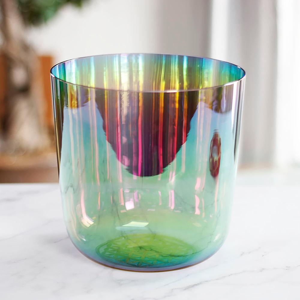 Northern lights Clear Crystal Singing Bowl Alchemy Glass Quartz Sound Bath Meditation Bowl 440/432Hz - HLURU.SHOP