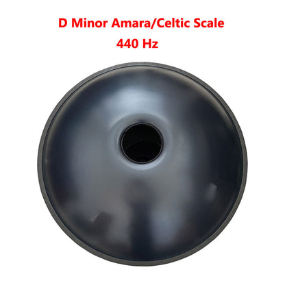 Handmade HandPan Drum D Minor Amara Scale 22 Inches 9 Notes High-end Nitride Steel Percussion Instrument, Available in 432 Hz and 440 Hz
