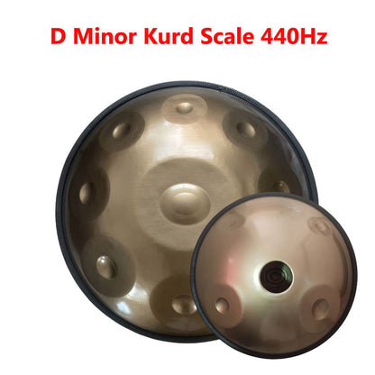 MiSoundofNature Customized Kurd D Minor High-end Stainless Steel Handpan Drum, Available in 432 Hz and 440 Hz, 22 Inch 13(9+4) Notes Percussion Instrument