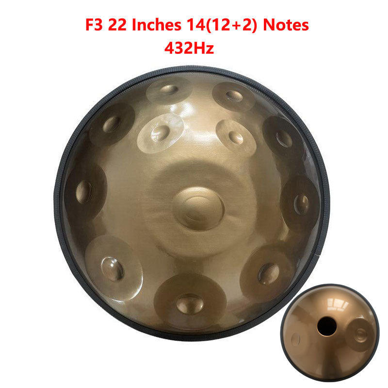 MiSoundofNature Customized Handpan Drum 22 Inch 14(12+2) Notes F3 Standard Version Stainless Steel Percussion Instrument, Available in 432 Hz and 440 Hz