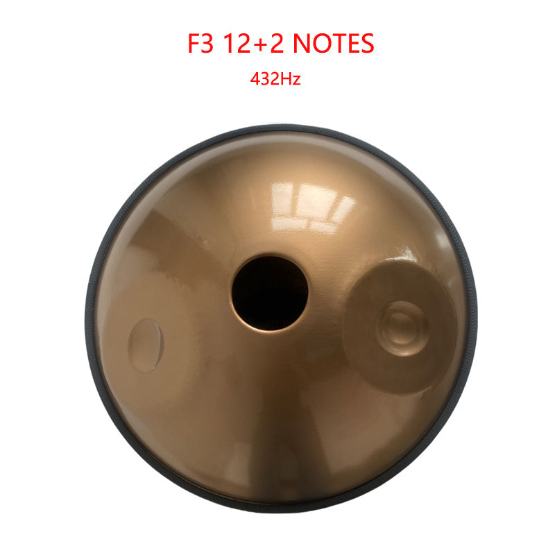 MiSoundofNature Customized Handpan Drum 22 Inch 14(12+2) Notes F3 Standard Version Stainless Steel Percussion Instrument, Available in 432 Hz and 440 Hz