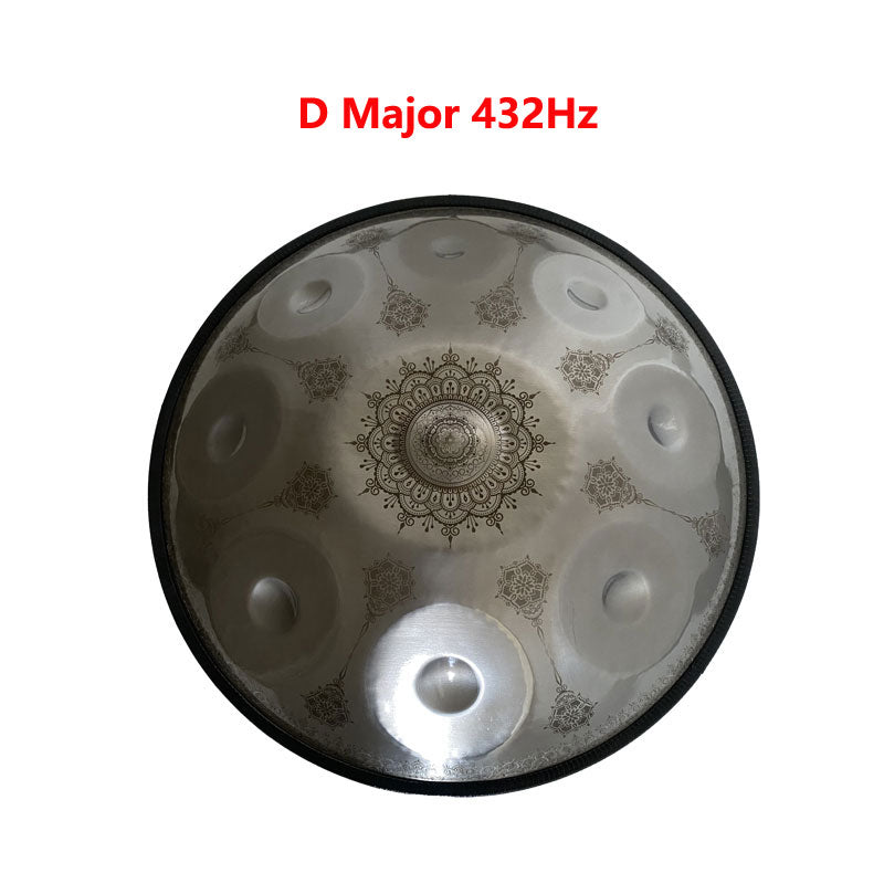 MiSoundofNature Mandala Pattern Handmade Stainless Steel/Nitride Steel Handpan Drum D Major 22 Inch 9 Notes Featured, Available in 432 Hz and 440 Hz