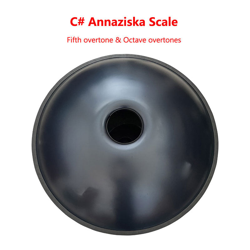 MiSoundofNature Handmade Customized HandPan Drum C# Annaziska Scale 22 Inch 9 Notes Featured, Available in 432 Hz and 440 Hz, High-end Nitride Steel Percussion Instrument - Laser engraved Mandala pattern. Never fade.