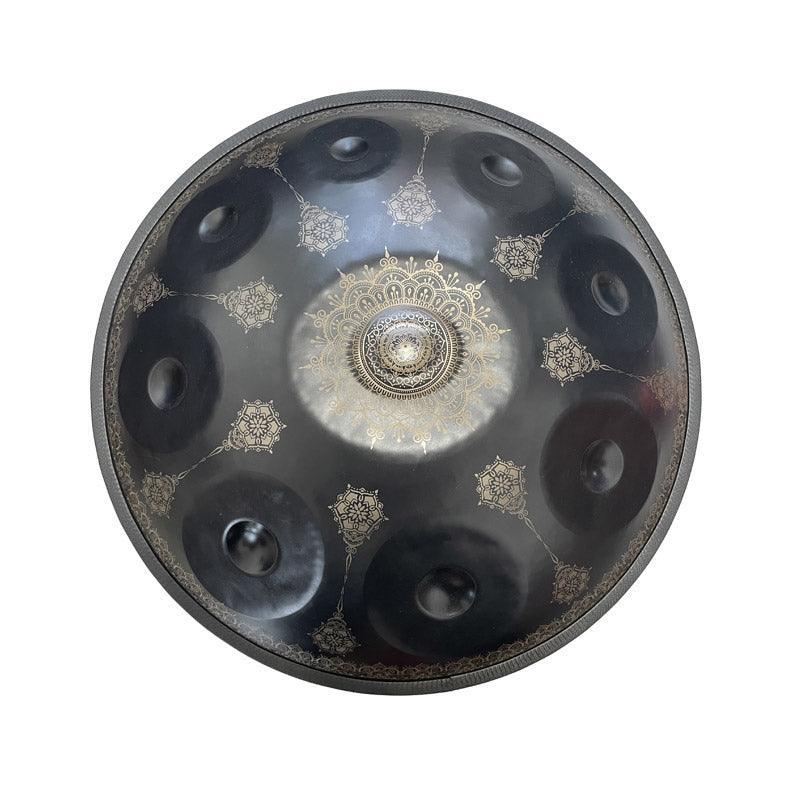 HLURU Handpan Drum Handmade Drum Kurd Scale / Celtic Scale D Minor 22 Inch 9 Notes Featured, Available in 432 Hz and 440 Hz, High-end Nitride Steel Percussion Instrument - Laser engraved Mandala pattern. Never fade.