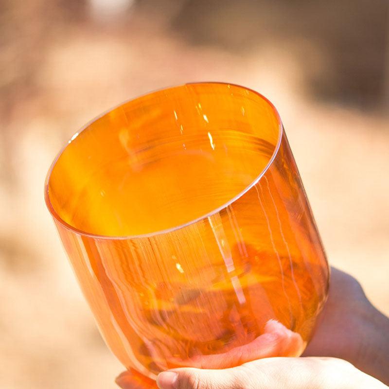 Pure Color Clear Crystal Sound Bowl Alchemy Quartz Singing Bowl (Blue, Orange) - HLURU.SHOP