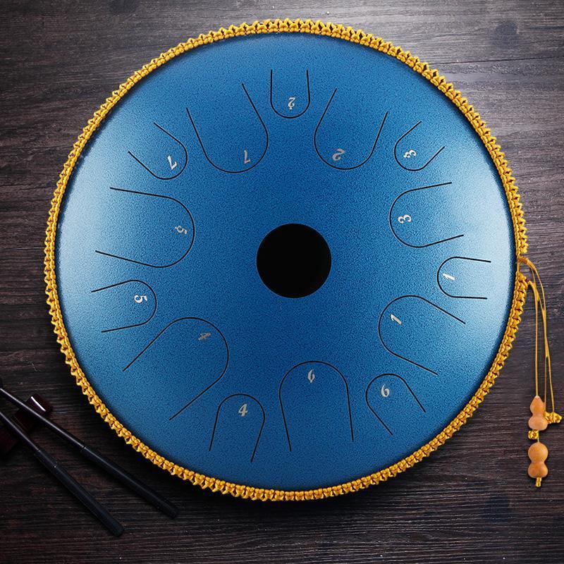 HLURU Professional Performance Copper Disc Steel Tongue Drum 14 Inches 14 Notes C Key Butterfly Drum - HLURU