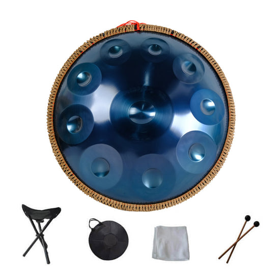22 Inches 10 Notes D Minor Stainleacss Steel Handpan Drum With Rope, Available in 440 Hz