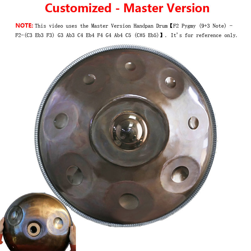 HLURU Customized F3 / F#3 Master Version High-end Stainless Steel Handpan Drum, Available in 432 Hz & 440 Hz, 22 Inch 9/10/11/14/15/16/18/19/20 Notes Professional Performances Percussion Instrument