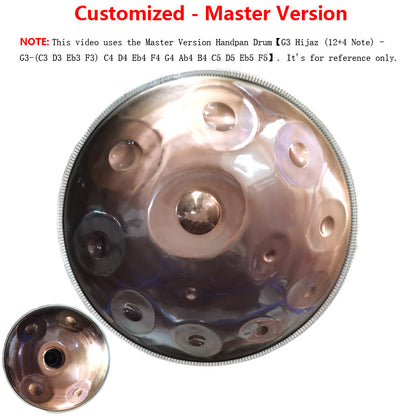 HLURU Customized F3 / F#3 Master Version / Standard Version High-end Stainless Steel Handpan Drum, Available in 432 Hz & 440 Hz, 22 Inch 9/10/11/14/15/16/18/19/20 Notes Professional Performances Percussion Instrument