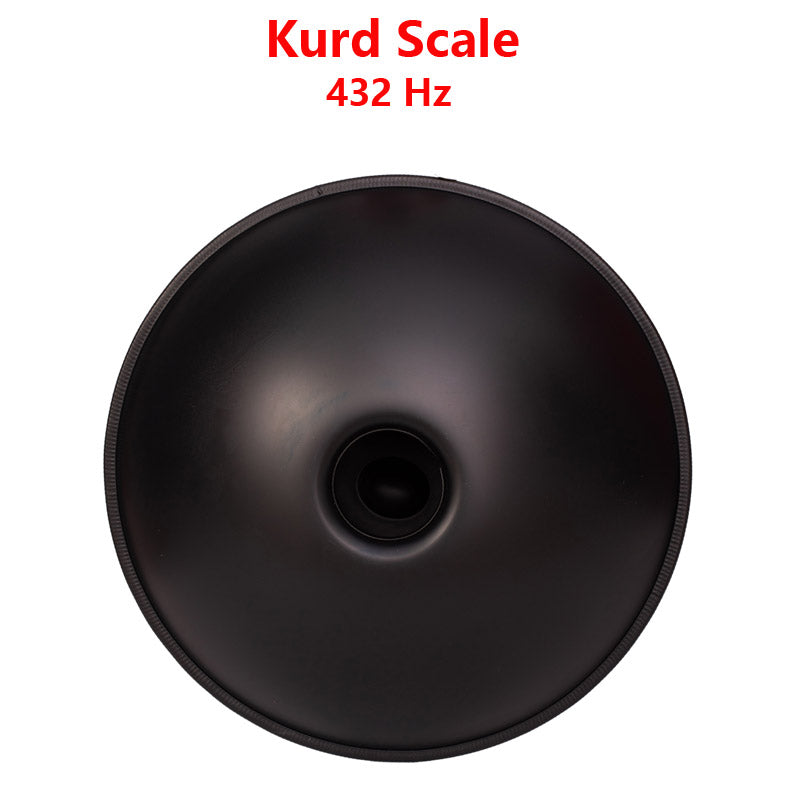 Hand Pan Drum 22 Inch 12 Notes Kurd / Celtic Scale, D Minor / C Major Nitride Steel Percussion Instrument, Available in 432 Hz and 440 Hz